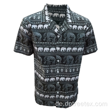 Custom bedrucktes Baumwoll -Männer -Strand Hawaiian Shirt